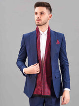 Maroon Abstract Reversible Stole & Pocket Square Set - TOSSIDO