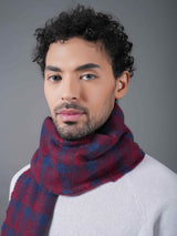 Maroon & Blue Checkered Poly - Wool Muffler - TOSSIDO