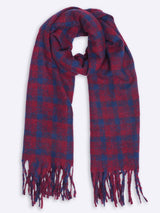Maroon & Blue Checkered Poly - Wool Muffler - TOSSIDO
