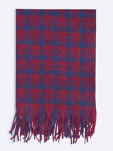 Maroon & Blue Checkered Poly - Wool Muffler - TOSSIDO
