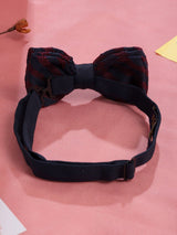 Maroon & Blue Striped Knitted Bowtie - TOSSIDO