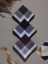 Maroon & Charcoal Border Check Cotton Handkerchief Set - TOSSIDO