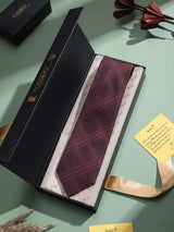 Maroon Check Micro Fiber Necktie - TOSSIDO