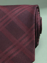Maroon Check Micro Fiber Necktie - TOSSIDO