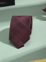 Maroon Check Micro Fiber Necktie - TOSSIDO