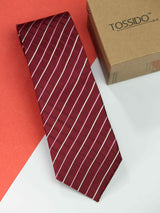 Maroon Check Silk Necktie - TOSSIDO