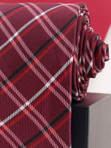 Maroon Check Woven Necktie - TOSSIDO