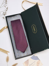 Maroon Check Woven Silk Necktie - TOSSIDO