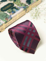 Maroon Checks Broad + Long Necktie - TOSSIDO