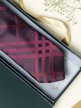 Maroon Checks Broad + Long Necktie - TOSSIDO