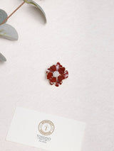 Maroon Enamel Pearl Flower Brooch - TOSSIDO