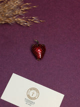 Maroon Enamel Strawberry Brooch - TOSSIDO