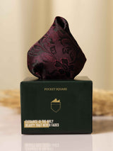 Maroon Floral Jacquard Pocket Square - TOSSIDO