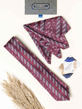 Maroon Floral Necktie Gift - set - TOSSIDO