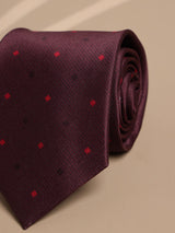 Maroon Geometric Micro Fiber Necktie - TOSSIDO