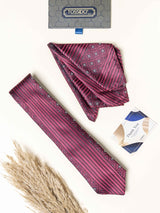 Maroon Geometric Necktie Gift - set - TOSSIDO