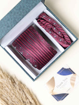 Maroon Geometric Necktie Gift - set - TOSSIDO