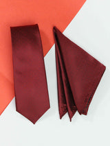 Maroon Geometric Necktie & Pocket Square Giftset - TOSSIDO