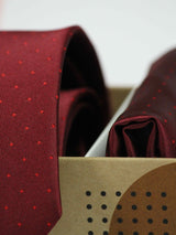 Maroon Geometric Necktie & Pocket Square Giftset - TOSSIDO