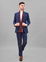 Maroon Geometric Reversible Stole & Pocket Square Set - TOSSIDO