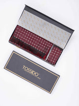 Maroon Geometric Reversible Stole & Pocket Square Set - TOSSIDO