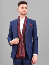 Maroon Geometric Reversible Stole & Pocket Square Set - TOSSIDO