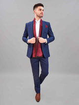 Maroon Geometric Reversible Stole & Pocket Square Set - TOSSIDO