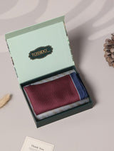 Maroon Geometric Silk Pocket Square - TOSSIDO