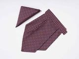 Maroon Geometric Woven Cravat & Pocket Square Set - TOSSIDO