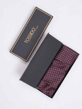 Maroon Geometric Woven Cravat & Pocket Square Set - TOSSIDO