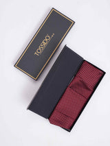 Maroon Geometric Woven Cravat & Pocket Square Set - TOSSIDO