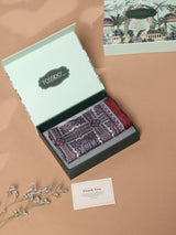 Maroon & Grey Geometric Silk Pocket Square - TOSSIDO