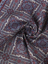 Maroon & Grey Geometric Silk Pocket Square - TOSSIDO