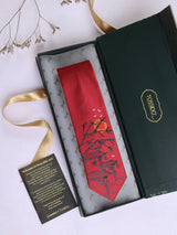 Maroon Hand - Painted Woven Necktie - TOSSIDO