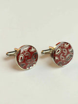 Maroon Paisley Cufflinks - TOSSIDO