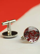 Maroon Paisley Cufflinks - TOSSIDO