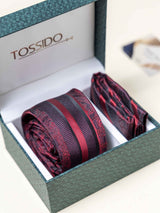 Maroon Paisley Necktie Gift - set - TOSSIDO