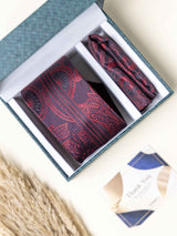 Maroon Paisley Necktie Gift - set - TOSSIDO