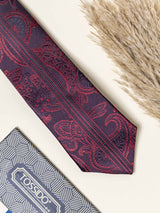 Maroon Paisley Necktie Gift - set - TOSSIDO