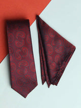 Maroon Paisley Necktie & Pocket Square Giftset - TOSSIDO
