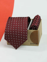 Maroon Paisley Necktie & Pocket Square Giftset - TOSSIDO