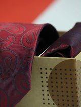 Maroon Paisley Necktie & Pocket Square Giftset - TOSSIDO