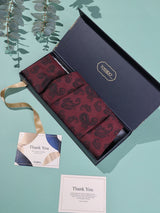 Maroon Paisley Woven Cravat & Pocket Square Set - TOSSIDO
