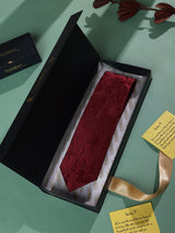 Maroon Paisley Woven Necktie - TOSSIDO