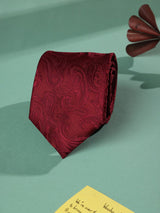 Maroon Paisley Woven Necktie - TOSSIDO