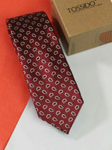 Maroon Paisley Woven Necktie - TOSSIDO