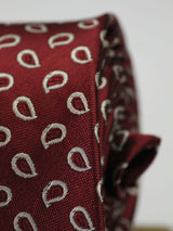 Maroon Paisley Woven Necktie - TOSSIDO