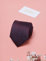 Maroon Paisleys Teflon Silk Necktie - TOSSIDO