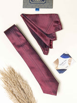 Maroon Panel Necktie Gift - set - TOSSIDO