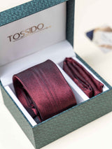 Maroon Panel Necktie Gift - set - TOSSIDO